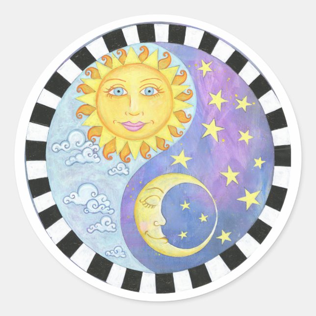 Adesivo Redondo Yin Yang Sun/Moon Sticker (Frente)