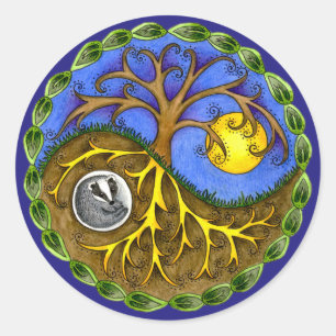 Adesivo Redondo Yin & Yang Tree e Badger