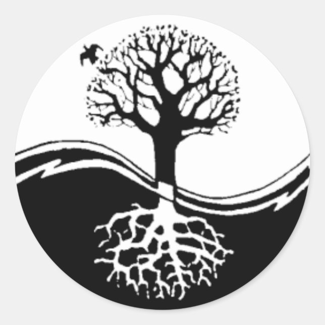 Adesivo Redondo Yin Yang Tree Round Sticker (Frente)