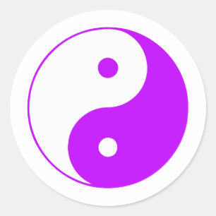Adesivo Redondo Yin Ying Taoism Sinal de Taijitu Chinês Roxo