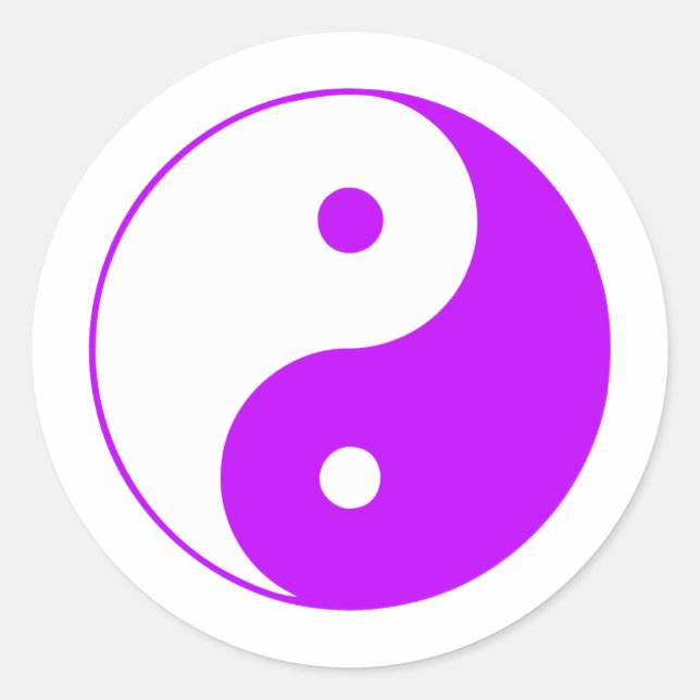 Adesivo Redondo Yin Ying Taoism Sinal de Taijitu Chinês Roxo (Frente)