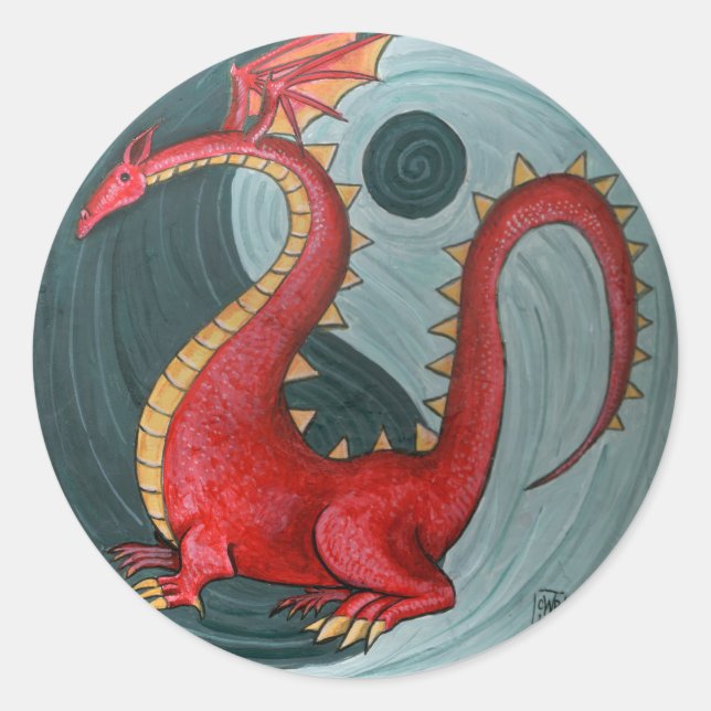 Adesivo Redondo Ying Yang Dragon (Frente)