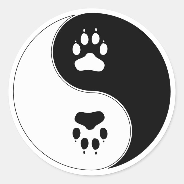 Adesivo Redondo Ying Yang Paw Print (Frente)