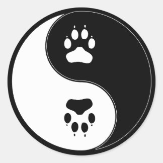 Adesivo Redondo Ying Yang Paw Print