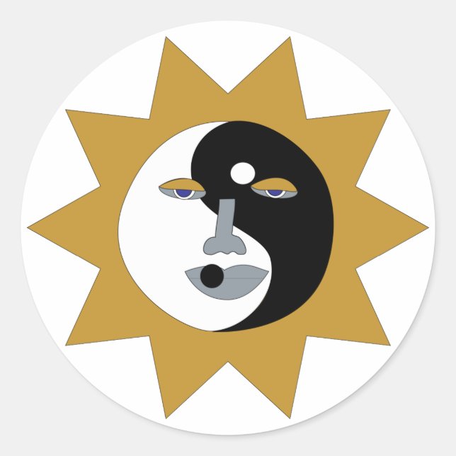 Adesivo Redondo Ying Yang Sun Stickers (Frente)