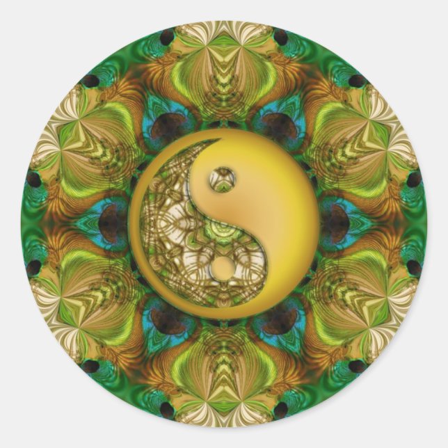 Adesivo Redondo YinYang Mandala Sticker (Frente)