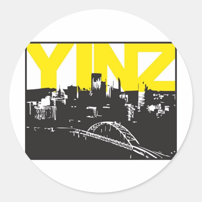 Adesivo Redondo Yinz Pittsburgh (Frente)