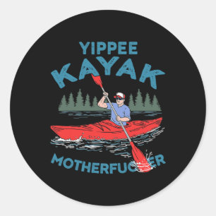 Adesivo Redondo Yippee Kayak Engraçado Barco Kayaking Salando o Lo