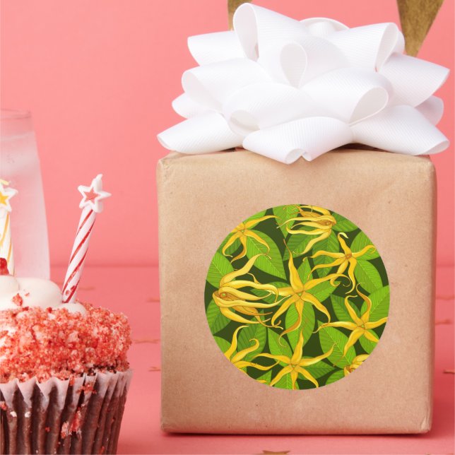 Adesivo Redondo Ylang Ylang Flores Perfumadas Exóticas (Festa)