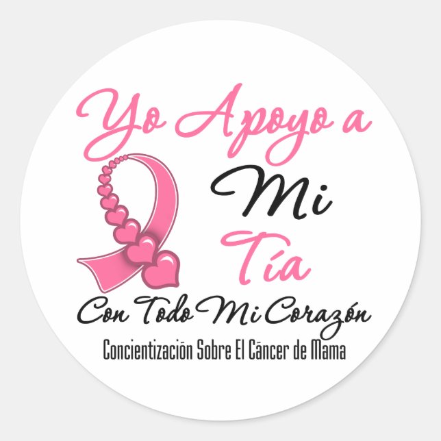 Adesivo Redondo Yo Apoyo a Mi Tía - Cáncer de Mama (Frente)
