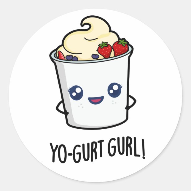 Adesivo Redondo Yo-gurt Gurl Engraçado Yogurt Pun (Frente)