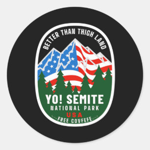 Adesivo Redondo Yo Semite National Park Engraçado Bandeira America