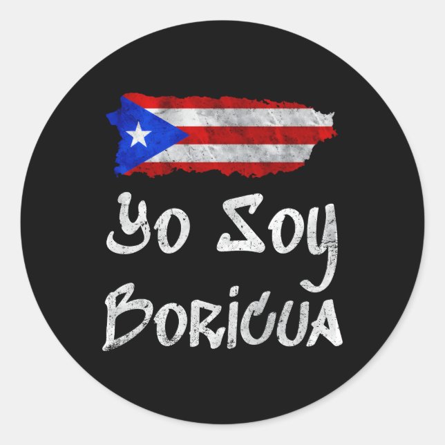 Adesivo Redondo Yo Soy Boricua Island Of Puerto Rico Flag Taino (Frente)