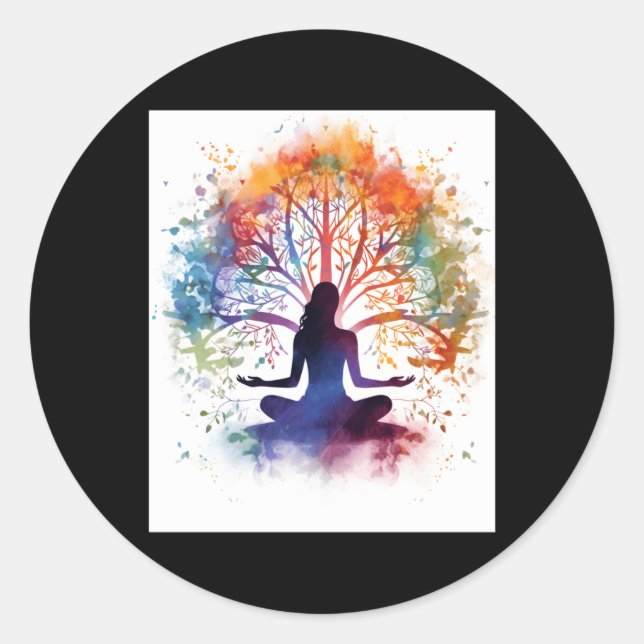 Adesivo Redondo Yoga 3 Uni Sticker (Frente)