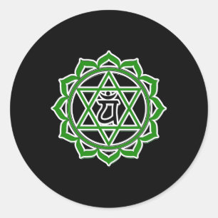 Adesivo Redondo Yoga Anahata Coração Verde Chakra