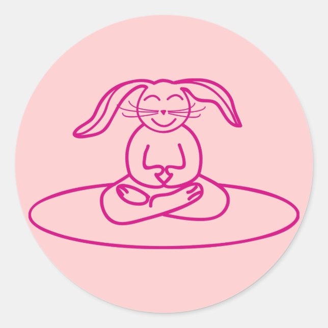 Adesivo Redondo Yoga Bunny - Sticker Rosa (Frente)
