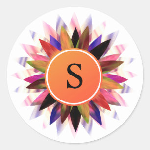 Adesivo Redondo Yoga de cura do logotipo com aquarela da flor de l