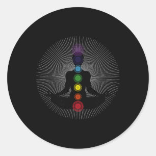 Adesivo Redondo Yoga Energia Chakra Namaste Buda Mulher Carma Om