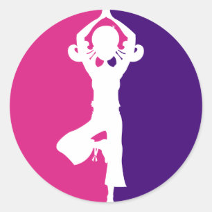 Adesivo Redondo Yoga Girl Silhouette Sticker