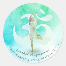 Adesivo Redondo Yoga Instrutor Meditation Pose Om - Endereço