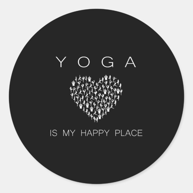 Adesivo Redondo Yoga Is My Happy Place Insrational Motivational  (Frente)