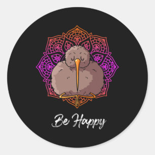 Adesivo Redondo Yoga Liberado Calmo Kiwi Passaro Yoga Zen