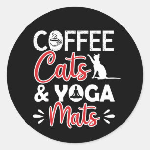 Adesivo Redondo Yoga Lover   Café Gato E Yoga Mats