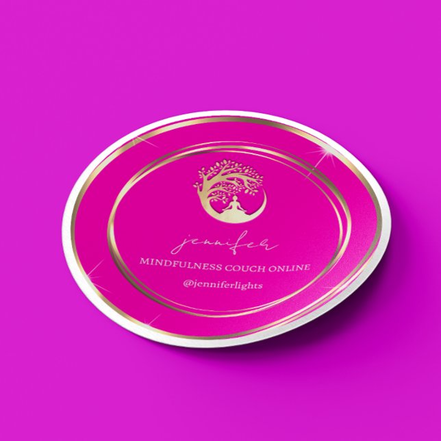 Adesivo Redondo Yoga Mindthing Therapist Couch Online Pink (Criador carregado)