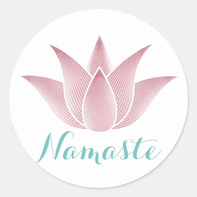 Adesivo Redondo Yoga Namaste Lotus Flower (Frente)