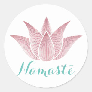 Adesivo Redondo Yoga Namaste Lotus Flower