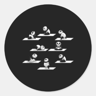 Adesivo Redondo Yoga Pandas Stretch Pose Bear Animal Panda