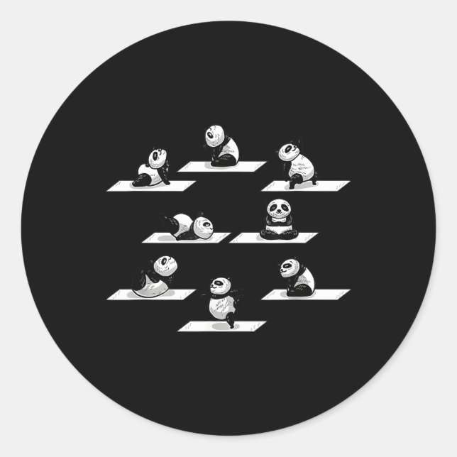 Adesivo Redondo Yoga Pandas Stretch Pose Bear Animal Panda (Frente)