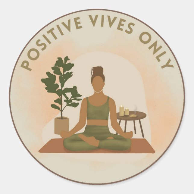 Adesivo Redondo Yoga Pegatina/Stickers Vive en Positivo (Frente)