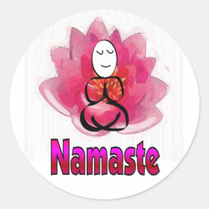 Adesivo Redondo Yoga Pose com Lotus Flower "Namaste"