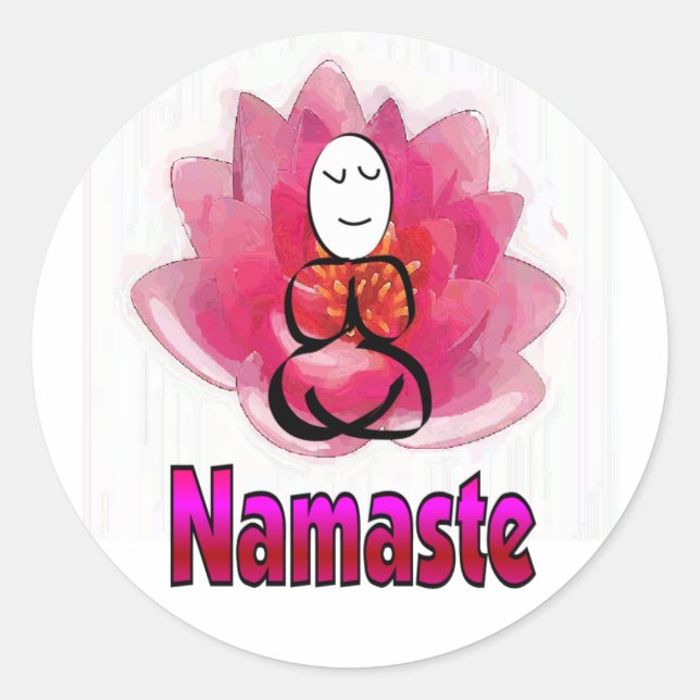 Adesivo Redondo Yoga Pose com Lotus Flower "Namaste" (Frente)