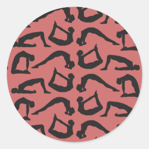 Adesivo Redondo Yoga Positions Silhouettes