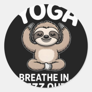 Adesivo Redondo Yoga Respire Dentro Zzz Fora Preguiça _1