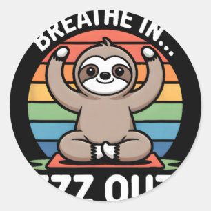 Adesivo Redondo Yoga Respire Dentro Zzz Fora Preguiça _3