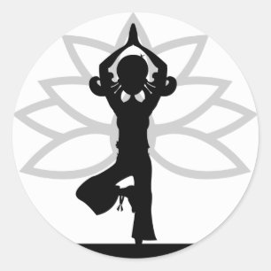 Adesivo Redondo Yoga Silhouette Sticker Simples