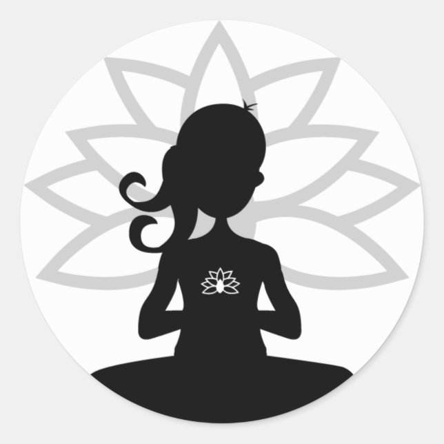 Adesivo Redondo Yoga Silhouette Sticker Simples (Frente)
