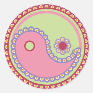 Adesivo Redondo Yoga Speak Baby : Paisley Yin-Yang Símbolo