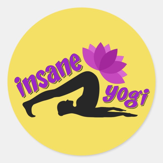 Adesivo Redondo Yoga Sticker com Sinal de Iogi Insano (Frente)