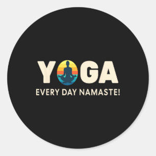 Adesivo Redondo Yoga Todos os Dias Namaste Retro Calmo Atencioso L