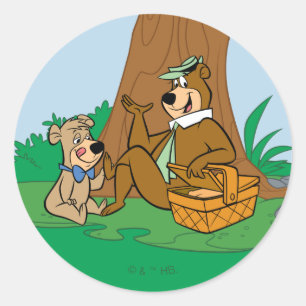 Adesivo Redondo Yogi Bear e Boo Picnic Snack