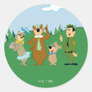 Adesivo Redondo Yogi Bear e Friends Classic Pose