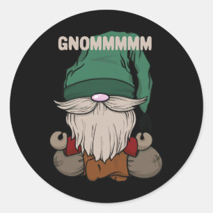 Adesivo Redondo Yogi Gnomo Divertido Gnommmmm Design de Yoga Pose 