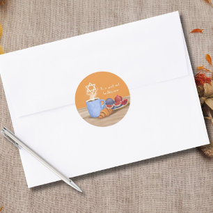 Adesivo Redondo Yom Kippur Break-the-Fast: Café, Pomegranatos