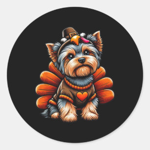 Adesivo Redondo Yorkie Fantasia de Peru Cute Cachorro Yorkshire Te