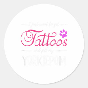 Adesivo Redondo Yorkiepom Cachorro Tatuagem Cachorro Engraçado Mãe