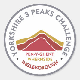 Adesivo Redondo Yorkshire 3 Peaks Challenge Hiking Route